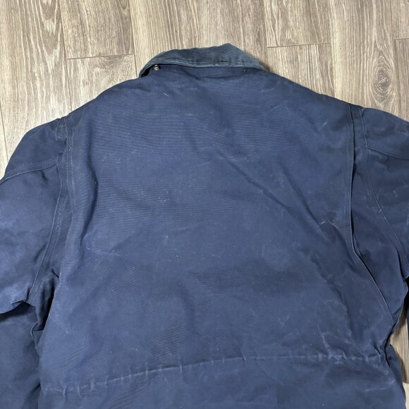 VTG Tough Duck Down Filled Work Jacket Mens 2XL Long Canvas Corduroy Collar Coat - Picture 16 of 16